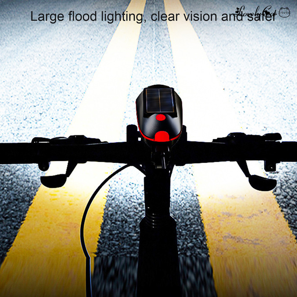 [開拓者]AMZ 腳踏車燈前燈 太陽能喇叭燈 USB充電前燈 單車強光手電騎行車燈
