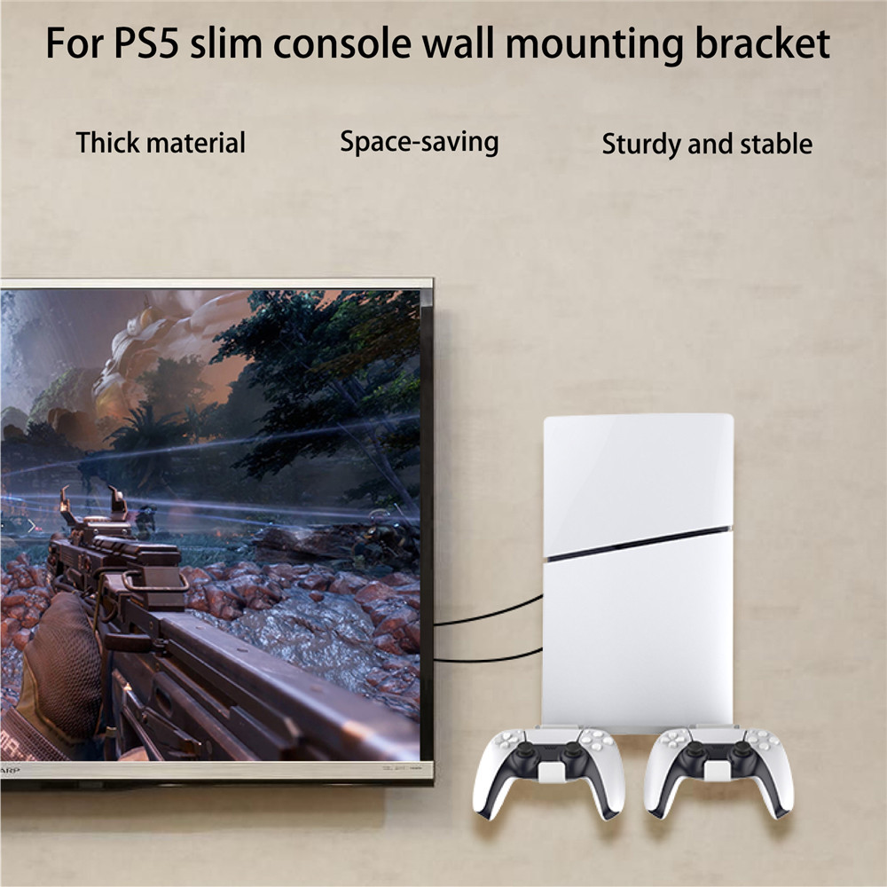 適用於 PS5 slim遊戲機壁掛支架適用於 PS5 slim遊戲手柄座椅牆掛支架收納掛架