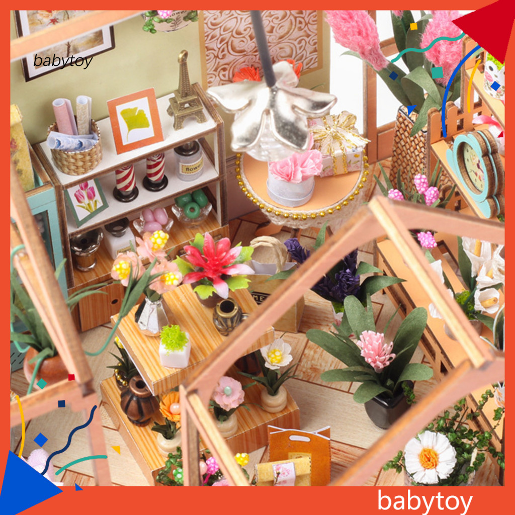 Baby Diy 娃娃屋模型套件娃娃屋組裝套件 3d 溫室 Led 燈 Diy 模型套件有趣的教育微型桌面裝飾玩具兒童易