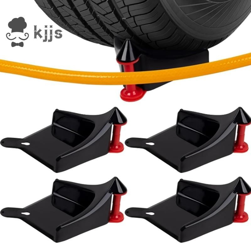 4 件裝汽車軟管導向器,用於洗車的輪胎軟管滾輪,輪胎軟管導向器,汽車輪胎塑料清洗工具 - 黑色易於安裝