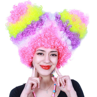 彩色爆炸頭彩色染色球迷假髮耶誕節萬聖節假髮酒吧表演派對頭套