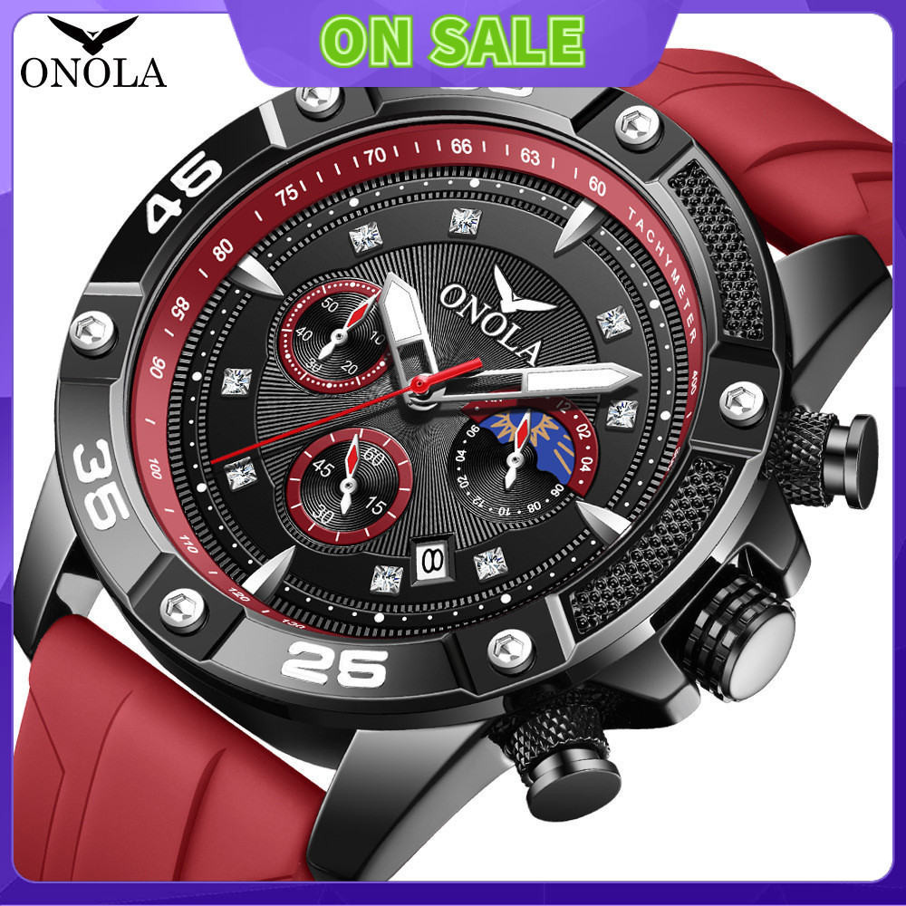 ONOLA  暢銷款  時尚休閒 新款 多功能 石英 防水 膠帶 手錶