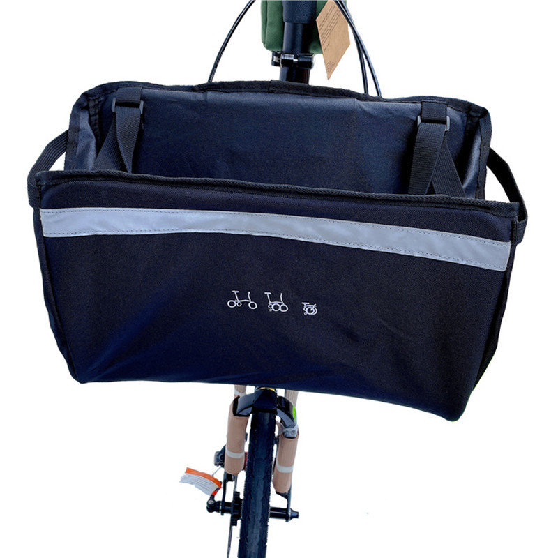 帶支架的前儲物袋,原裝前儲物袋,蔬菜籃袋和內部支架,適用於 Brompton 折疊自行車