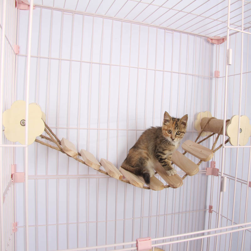 貓籠跳躍攀爬柱 寵物軟體梯子吊橋 貓咪睡覺吊蘭索道 貓抓柱 磨爪跳躍實木柱芯