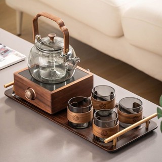 220v燒水爐 泡茶器 一體茶具 功夫茶具套裝傢用電陶爐煮茶器玻璃煮茶壺辦公室待客泡茶壺喝茶盃