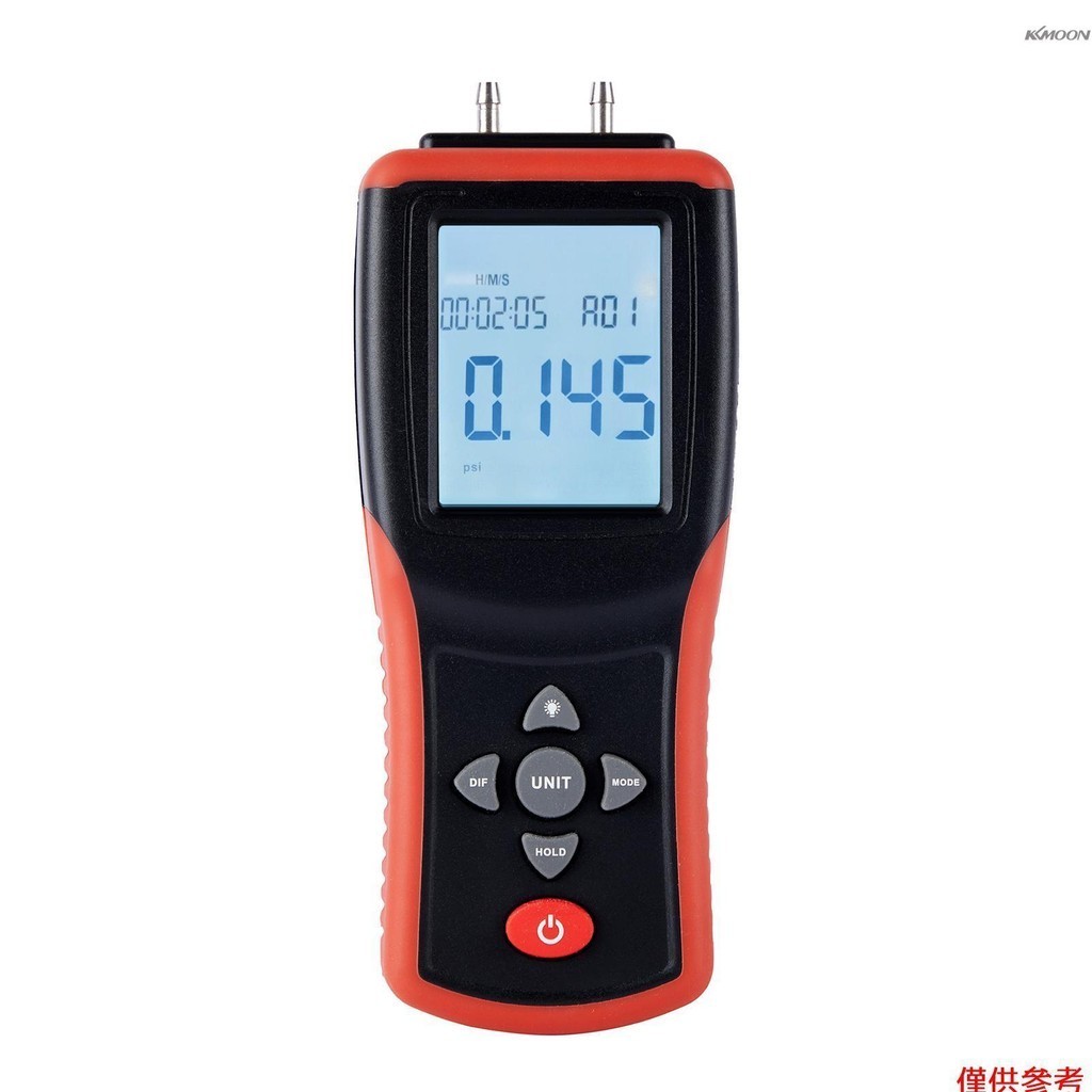 數字壓力表 2.4 英寸 LCD 高精度手持式雙端口壓力表 ±2Psi 差壓表測試儀,帶 12 個單位