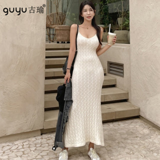 2024韓版春夏裝新款緊身顯瘦性感吊帶針織洋裝女包臀長裙