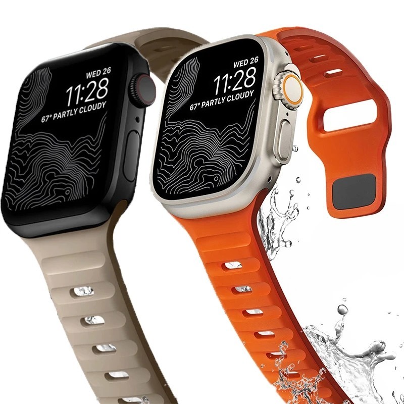 橡膠透氣錶帶適用於 Apple Watch Ultra 2 49mm 45mm 41mm 44mm 40mm iWatc