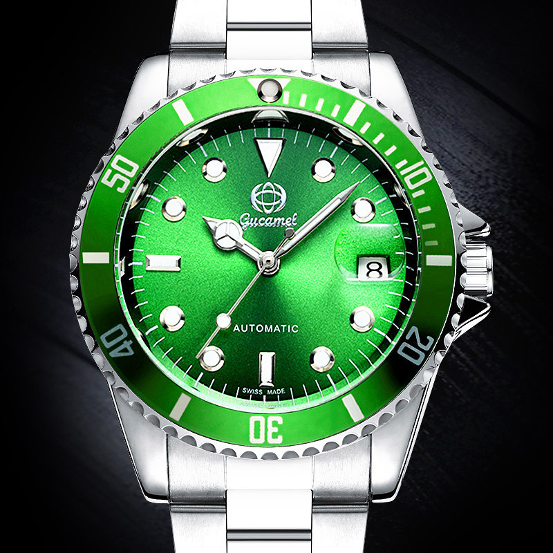 Gucamel品牌手錶 G066 綠水鬼 自動機械錶 夜光 日曆 高級男士手錶