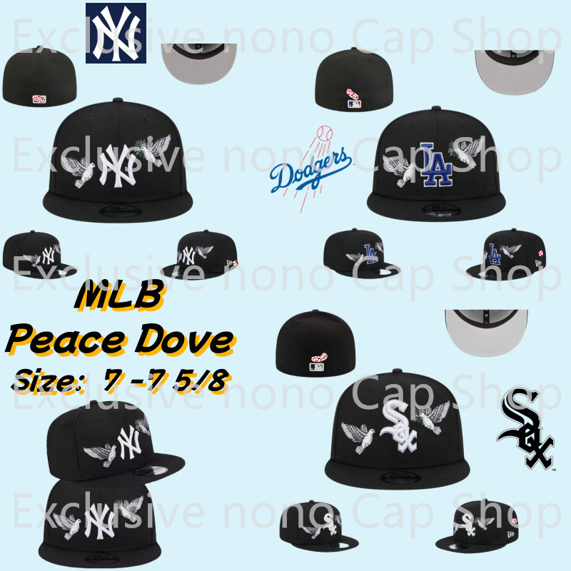 MLB 美國職業棒球大聯盟紐約洋基隊帽子男女通用嘻哈棒球帽芝加哥白色 SOX 不可調節全封閉帽子男士黑色寬邊棒球帽