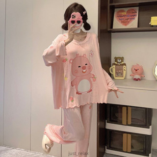 現貨 莫代爾睡衣 loopy睡衣 長袖睡衣 可愛睡衣 韓國睡衣 露比 家居服 親子睡衣 兩件式睡衣 女生睡衣 小海狸 卡