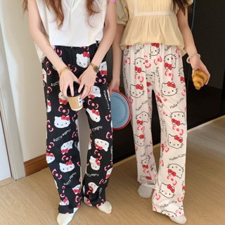 薄款 Hello Kitty 卡哇伊女童步行褲卡通睡衣三麗鷗寬鬆春秋女款柔軟家居休閒長褲禮物