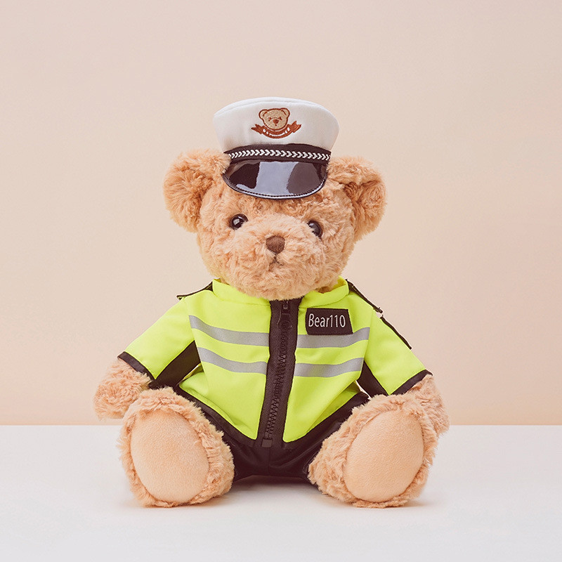 【大河優選】抱抱寶貝警察小熊毛絨玩具 可愛交警泰迪熊抖音網紅警官公仔 小禮物