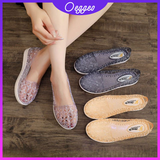 Oeggeo shop 透明水晶果凍涼鞋塑膠透氣破洞鞋女鞋
