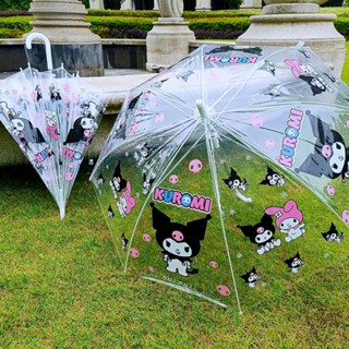庫洛米兒童雨傘 透明雨傘 長柄日系皮卡丘艾莎美酷雨傘 兒童透明傘高顏值透明自動長柄拱形蘑菇傘