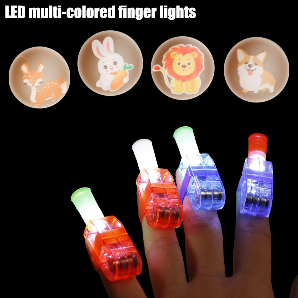 手指燈環形燈 - 卡通手指投影戒指 - LED,發光,卡通,可拆卸 - 兒童成人發光玩具禮物 - 兒童卡通投影燈