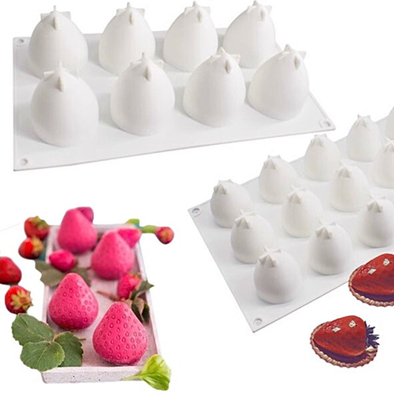 8連15連立體草莓慕斯矽膠模具法式西點慕斯蛋糕矽膠模烘焙磨具