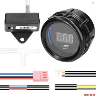 Crtw 52mm Turbo Boost Gauge 汽車數字儀表 LED 顯示屏 1.0-2.0kPa,帶報警功能,