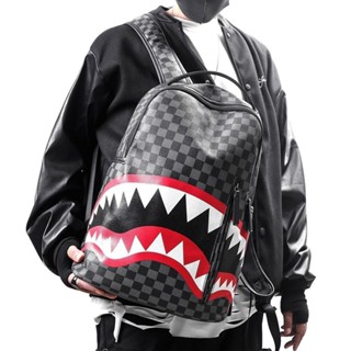 男士後背包學生電腦背包時尚大容量男士背包旅行包格子
