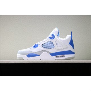 Air Jordan 4 白/中性灰軍藍運動籃球鞋