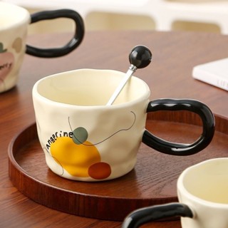 【C0327】ins風馬克杯設計感大耳朵復古喝水陶瓷杯子情侶咖啡杯辦公室水杯家用陶瓷杯