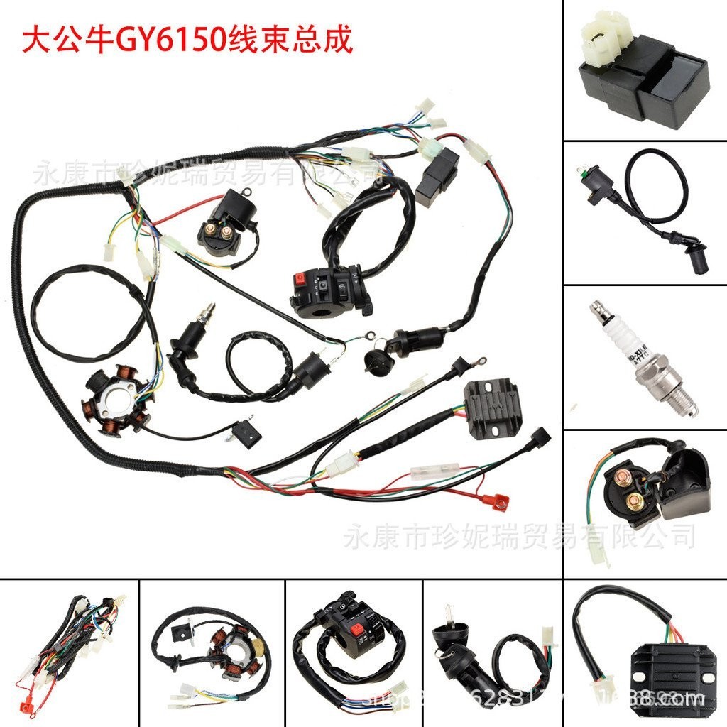 【HengQi Asia Store】ATV沙灘車大公牛GY6125-150CC電啟動CDI點火器高壓包線圈線束總成