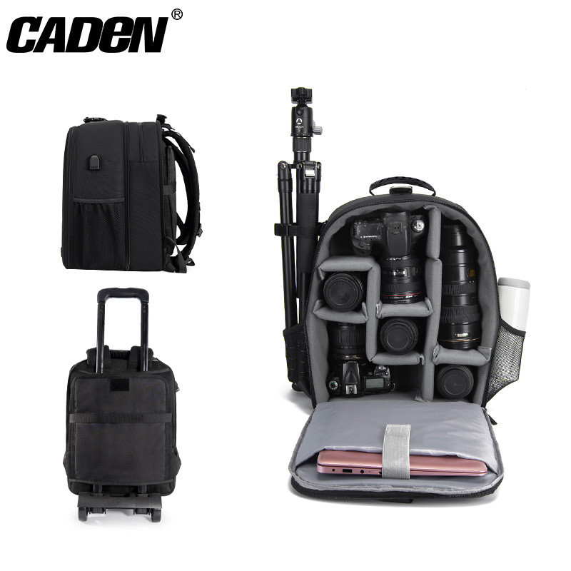 CADeN單眼相機雙肩相機包 D6五代數位包戶外耐磨拉桿相機背包 現貨