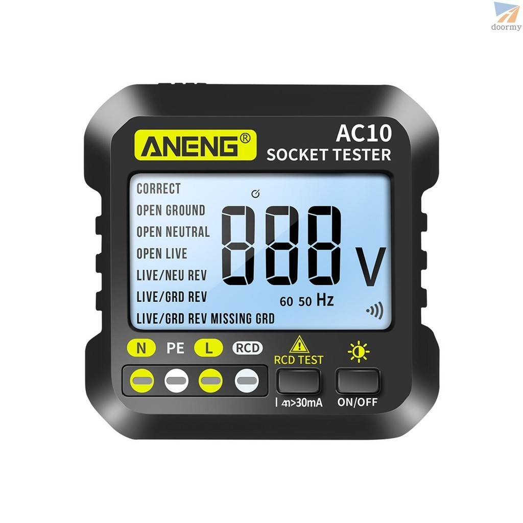 Aneng AC10數字插座測試儀家用插頭檢測器極性相位檢查電壓表多功能驗電器(歐規)