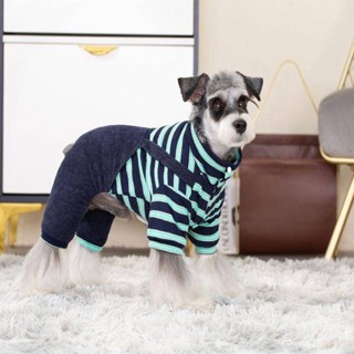 【特惠免運】寵物衣服 狗狗衣服 貓咪衣服 新款寵物狗狗冬裝加厚絨四腳衣彩條背帶棉衣泰迪中小型犬卡通娃娃