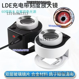 LED帶刻度放大鏡 好用高品帶刻度 放大鏡120倍 手持 目鏡顯微 鏡照布鏡印刷帶LeD充電放大鏡 燈充電 帶刻度放大鏡