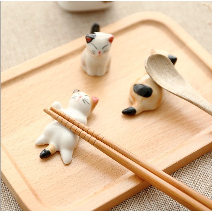 「Creative Home」zakka日式雜貨陶瓷貓咪筷子架 手繪小貓筷枕託卡通筷架
