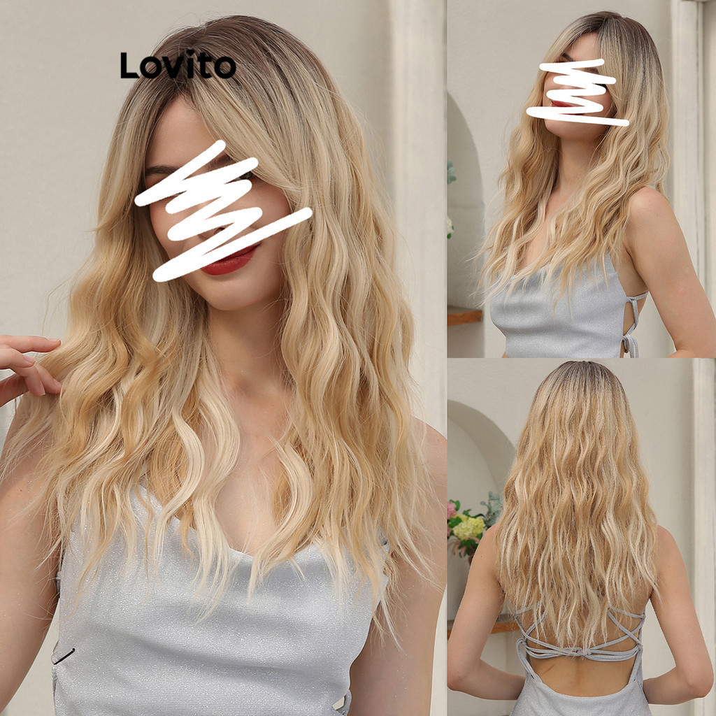 Lovito 女士休閒素色捲髮假髮 LCS06068