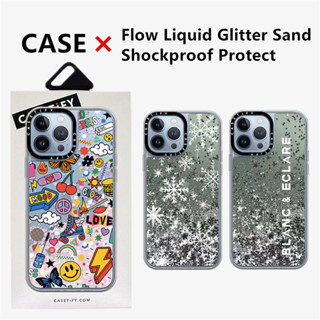 Casetif 品牌水果雪花流液體閃光沙防震手機殼帶盒適用於 iPhone 15 14 13 12 Pro Max 高品