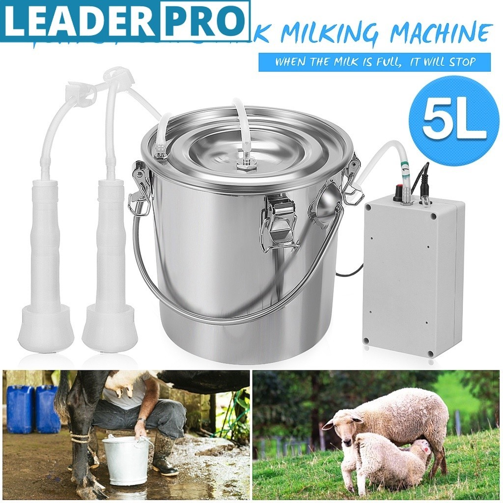 5l 電動擠奶機不銹鋼擠奶器適用於農場奶牛山羊真空泵桶牧場奶牛綿羊擠奶器 220/110V