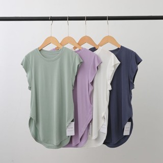 【升級萊卡面料 】瑜伽服上衣 背心 瑜伽短袖上衣 健身上衣 夏季 蓋肩側寬鬆短袖上衣 戶外運動 背心 瑜伽服T恤