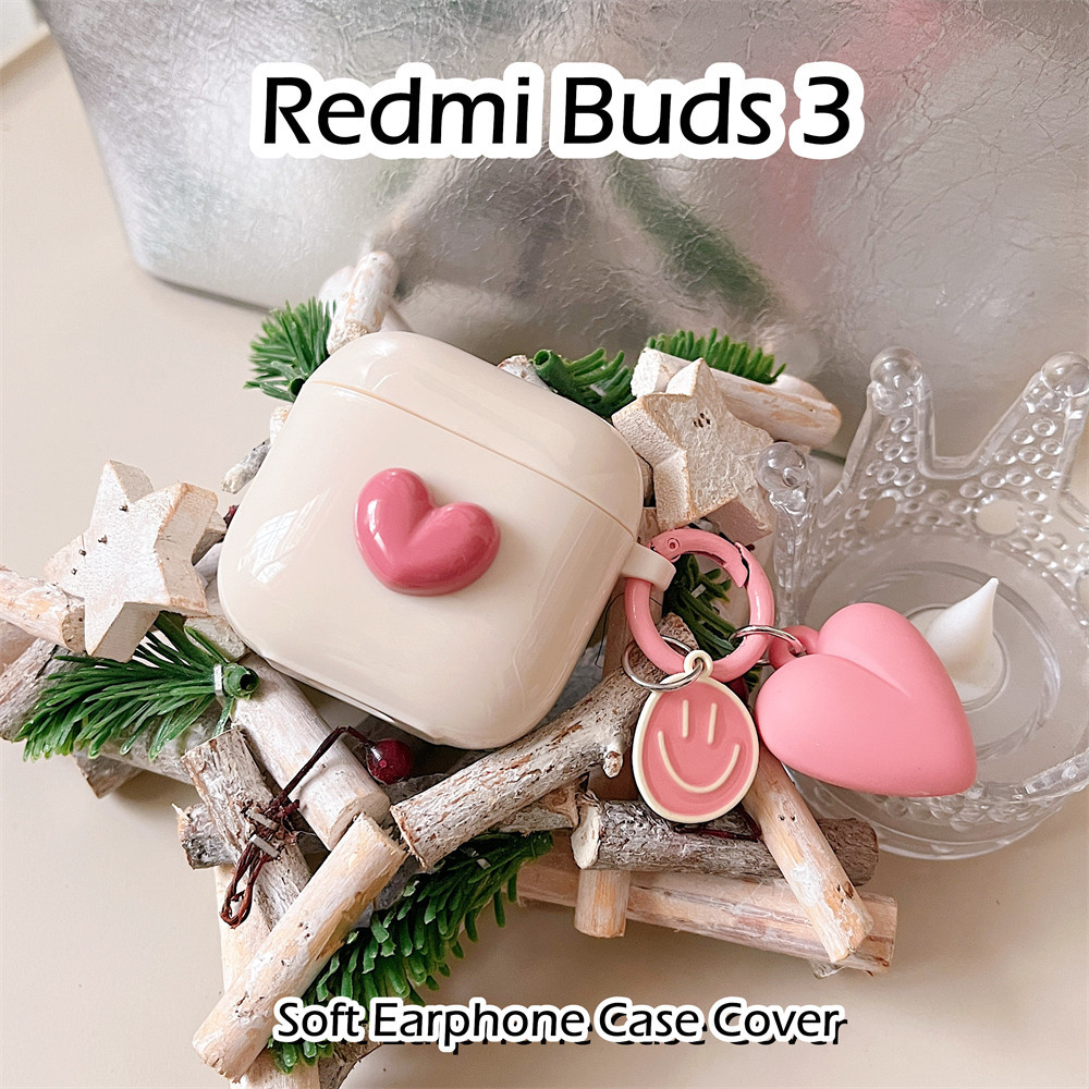 【有貨】適用於 Redmi Buds 3 Case DIY 簡約風格立體愛心軟矽膠耳機套外殼保護套