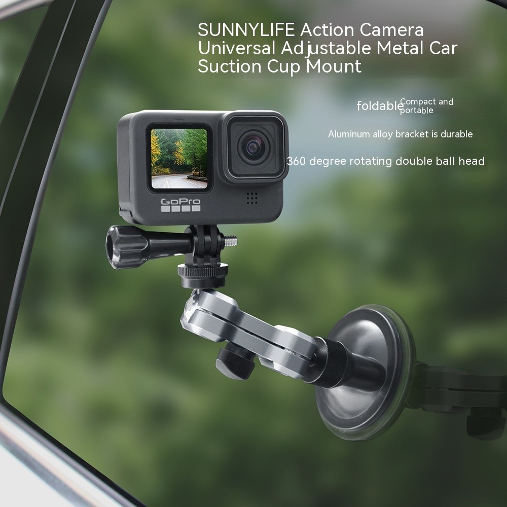 Sunnylife適用於GoPro 12 / ACTION 4 / Insta360 ONE RS汽車用吸盤運動相機手機