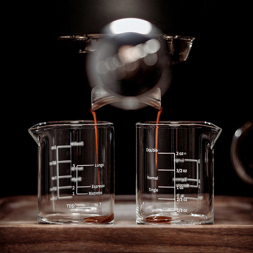 現貨玻璃咖啡杯量杯意式濃縮咖啡小奶盅帶刻度盎司杯迷你調奶杯