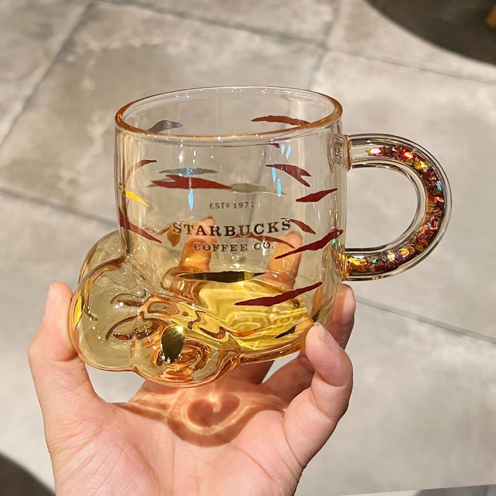 星巴克（Starbuck）水杯虎爪造型玻璃杯虎掌矽膠杯墊大容量杯子
