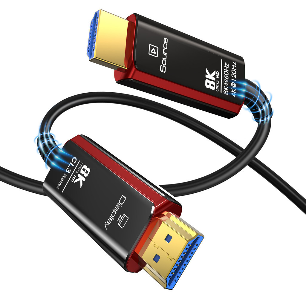 HDMI2.1光纖高清線2米支持8K/60Hz鍍金超高清光纖光纖線工程線8K連接線48Gbps高速傳輸