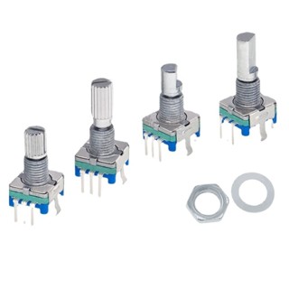 EC11 旋轉編碼器 15MM 20MM 梅花軸 D半軸帶開關數字電位器20位脈衝 半軸柄 梅花柄 貼片 AG2旋鈕帽