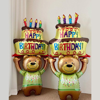 【C♥L】鋁膜氣球 舉蛋糕 小熊氣球 ins卡通 寶寶baby兒童週歲派對 生日裝飾場景佈置