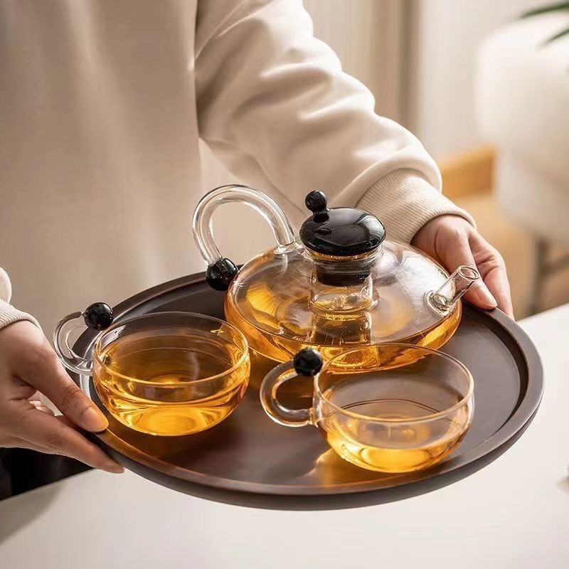 透明玻璃煮茶壺玻璃泡茶壺蒸煮一件式電陶爐煮茶器高硼硅玻璃泡茶壺