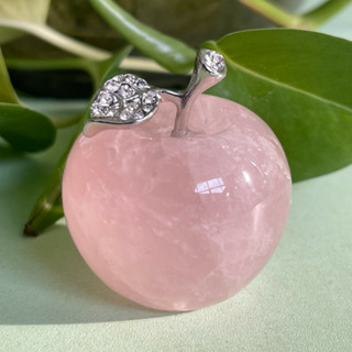 1 件天然粉紅玫瑰石英蘋果手工雕刻水晶寶石靈氣療愈 1.5 英寸