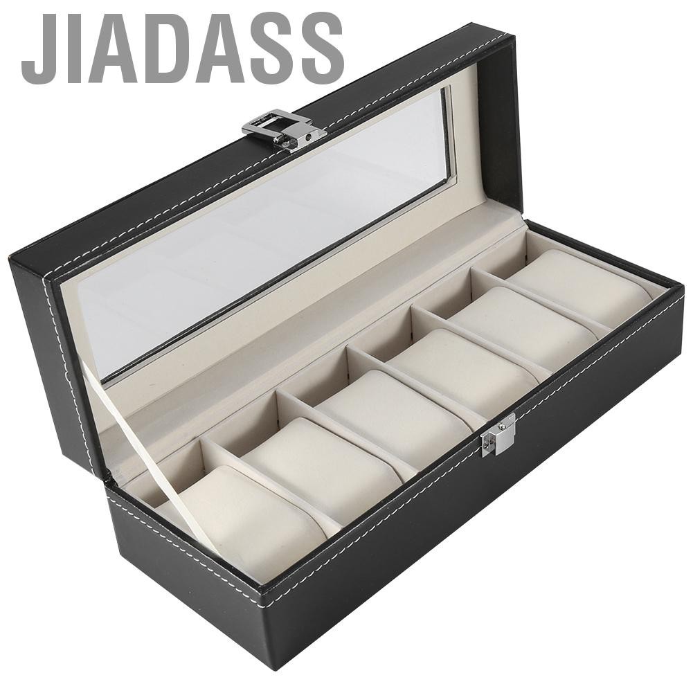 Jiadass 6 槽 PU 皮革手錶盒高級錶殼收納盒