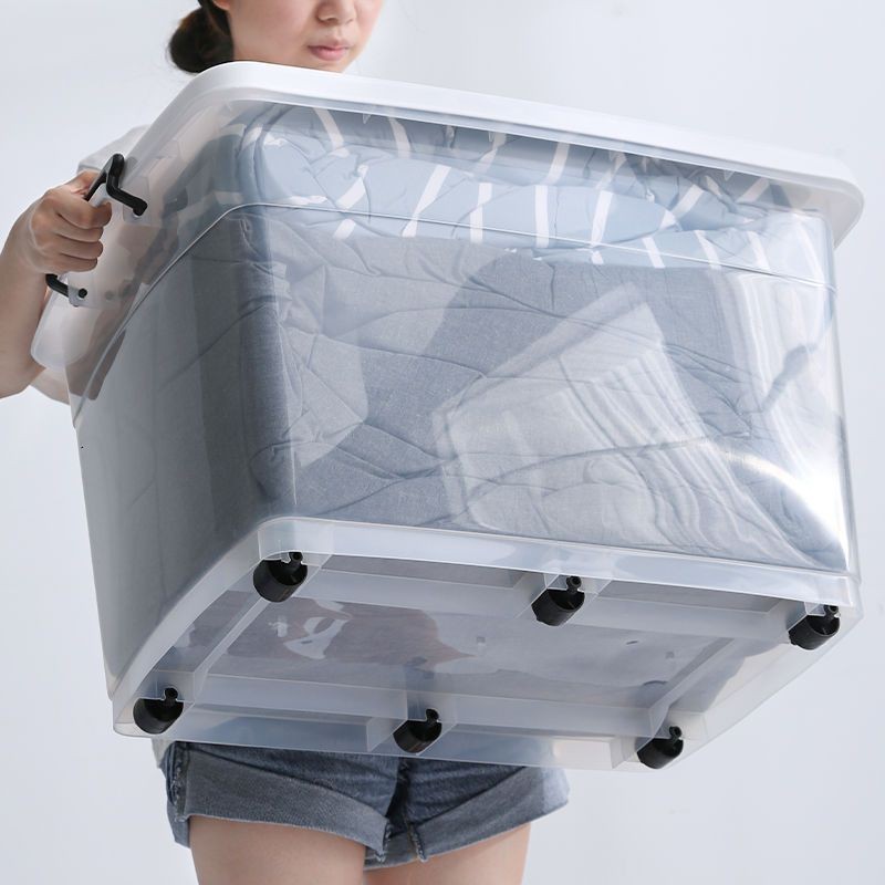 特大號加厚透明塑膠收納整理箱玩具衣服有蓋儲物箱家用收納盒子