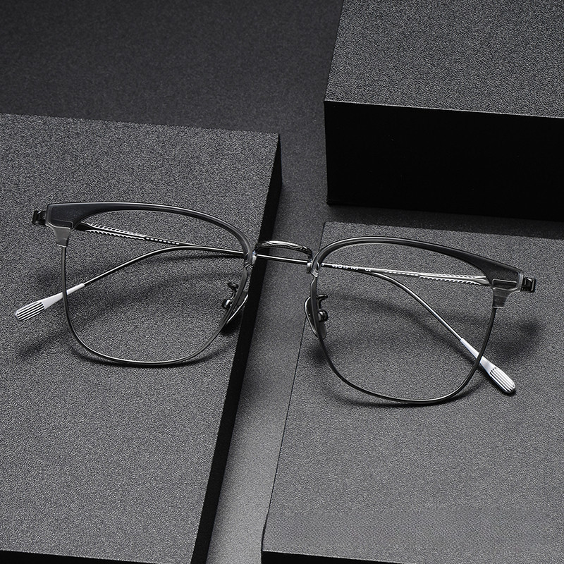 【Ti鈦眼鏡】新款純鈦眼鏡框 平光鏡眉毛全框板材眼鏡架 80897復古男近視眼鏡框