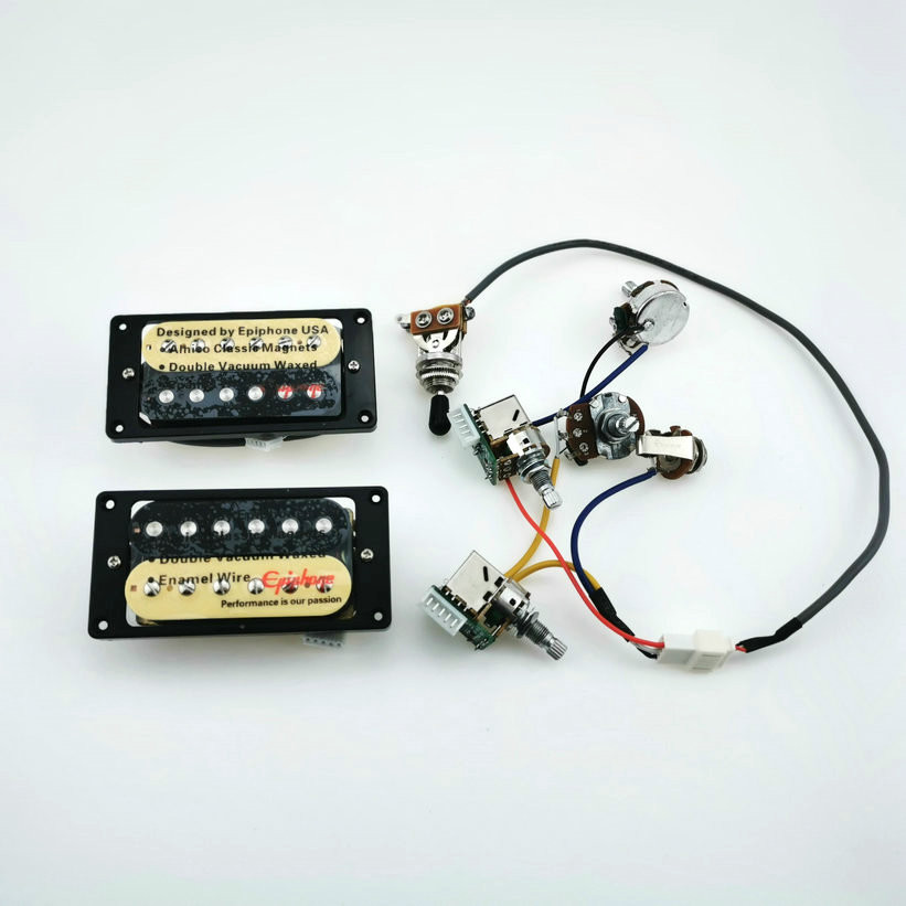 Dd-(3/23)-,雙線圈拾音器 1 套 LP 標準琴頸和琴橋電吉他雙線圈拾音器,帶專業線束,適用於 EPI