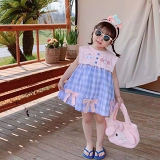 【JOY】夏季美樂蒂洋裝 女寶寶海軍領公主裙 女童格子裙 兒童卡通連身裙 洋裝
