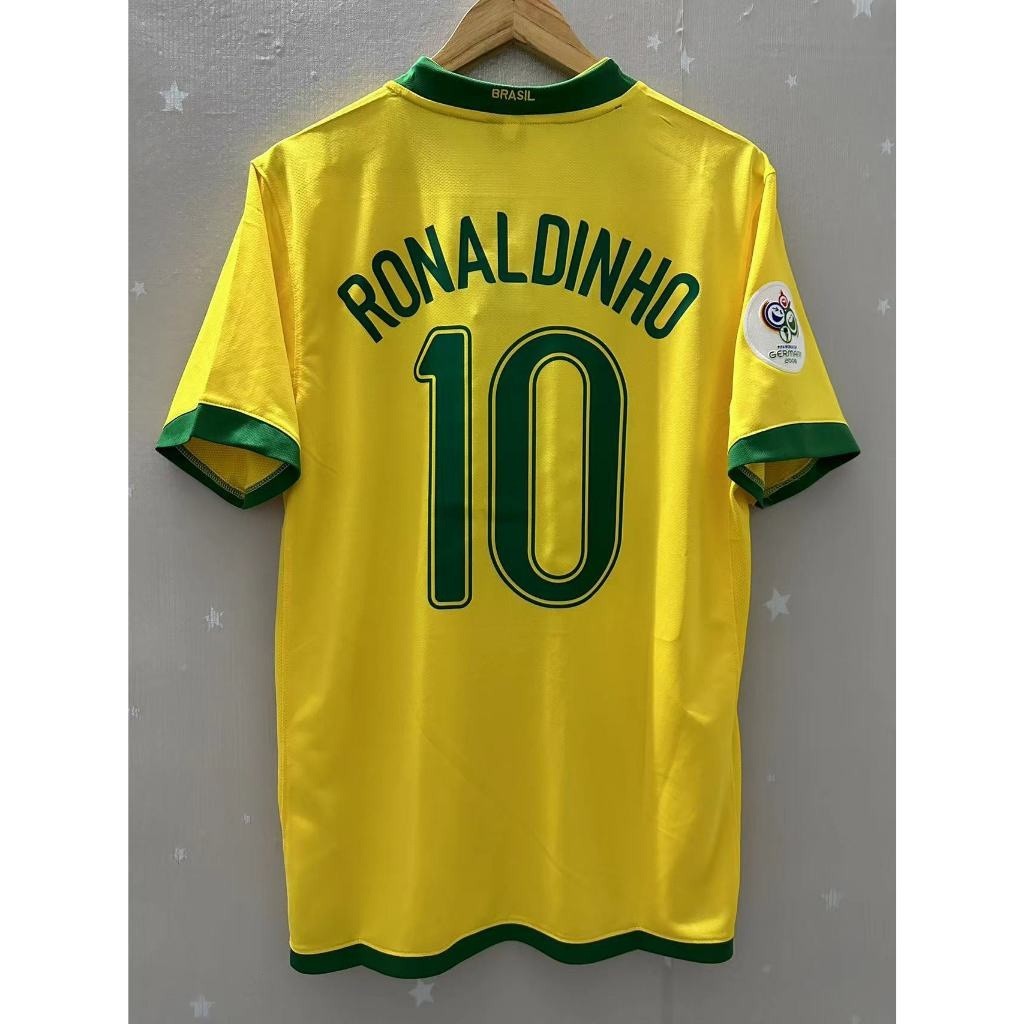 2006 年巴西 RONALDINHO KAKA RONALDO 高品質定制 T 恤適用於家庭復古足球球衣